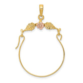 14k Two-tone Leaves w/Flower Charm Holder